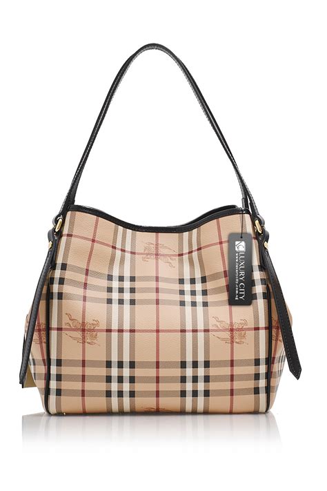 burberry small haymarket check and leather tote bag|Burberry haymarket check tote bag.